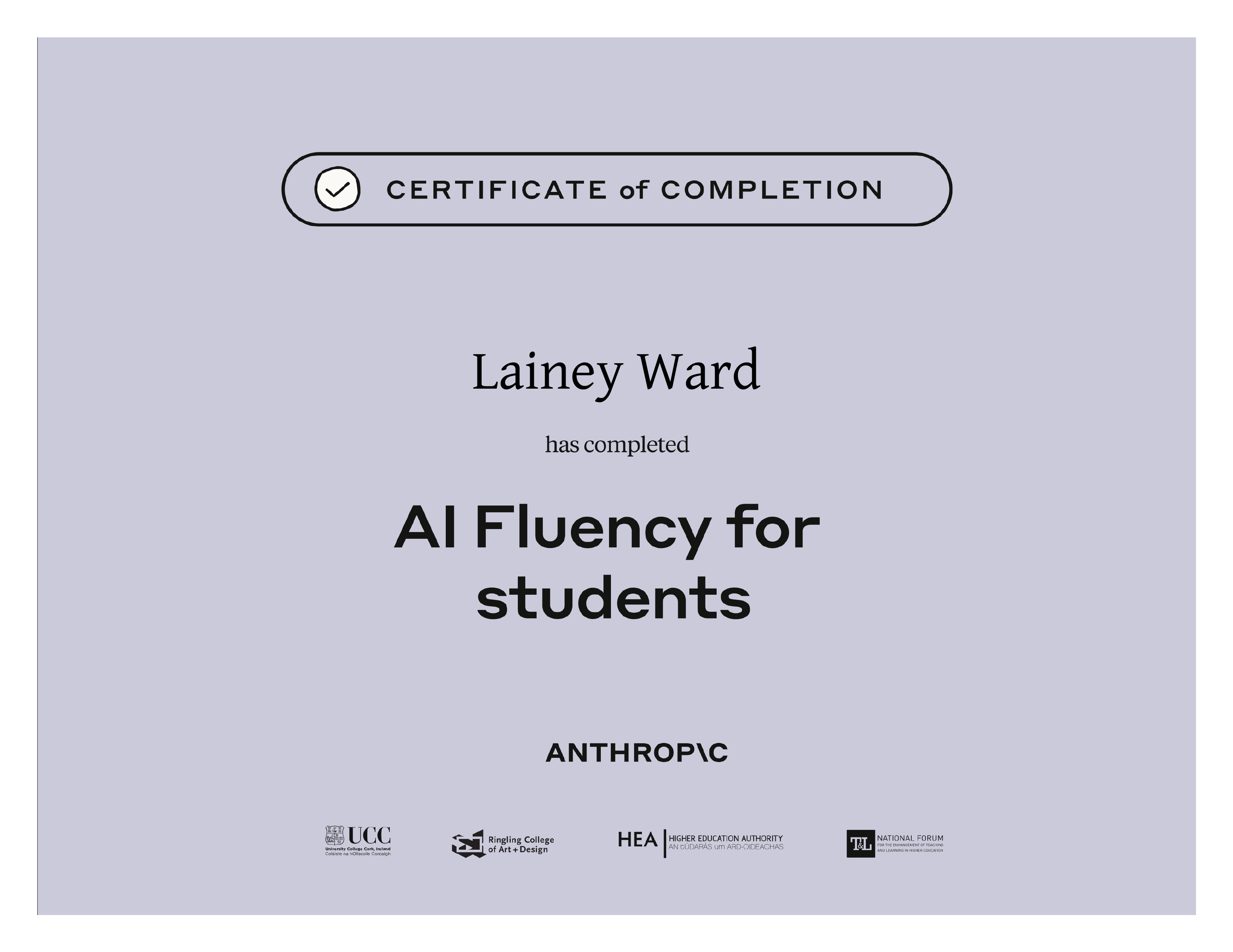Anthropic certificate — AI Fluency for Students