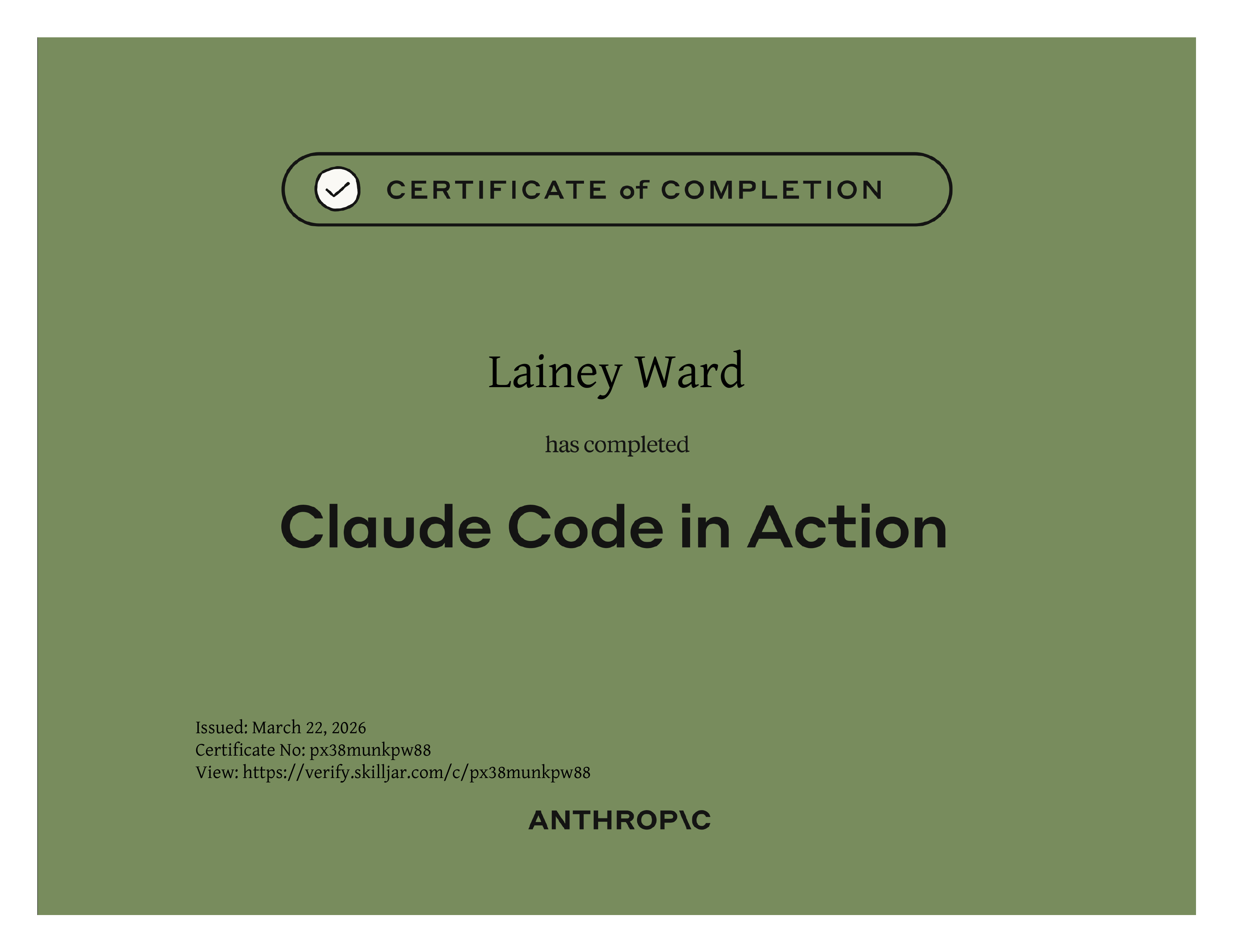 Anthropic certificate — Claude Code in Action